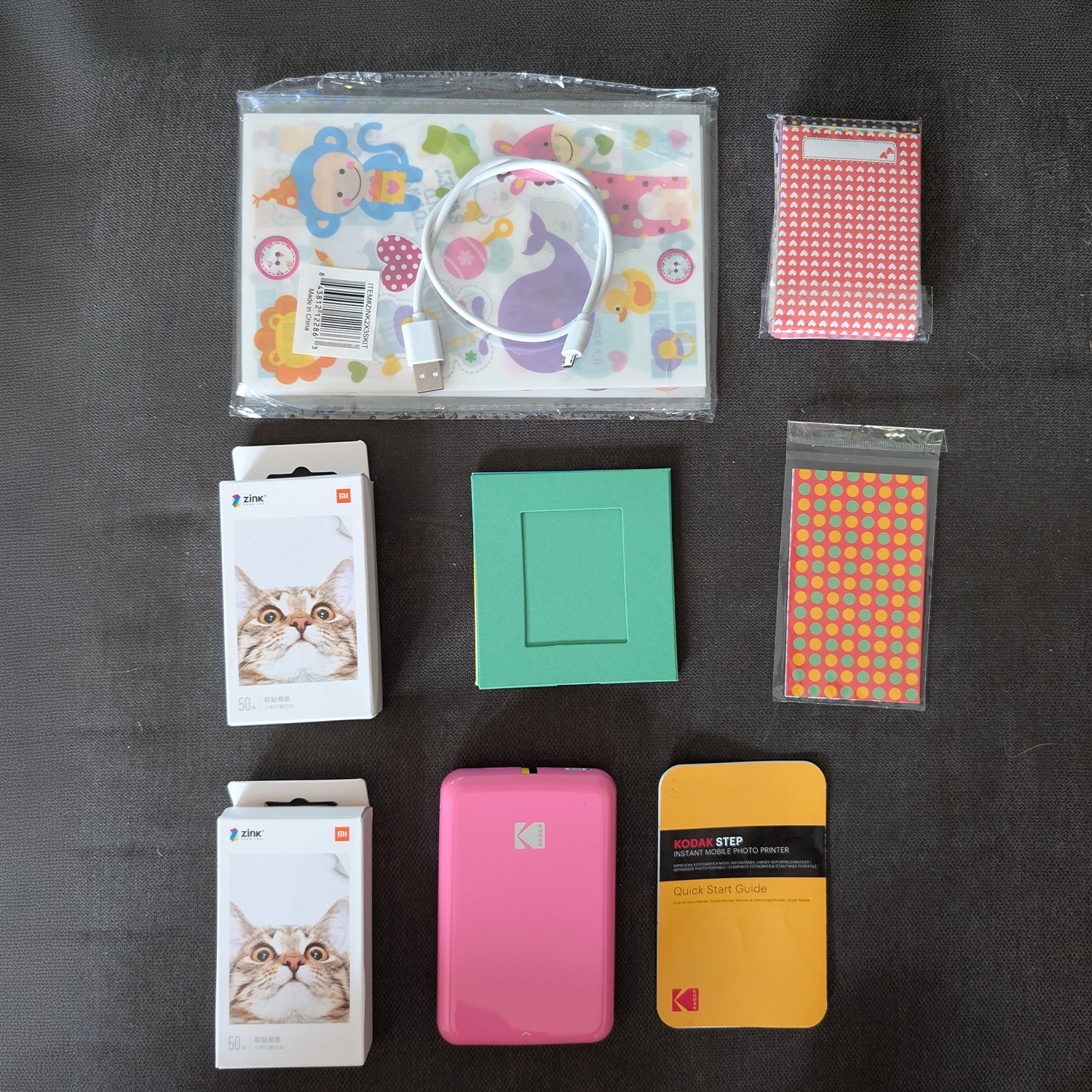 Kodak STEP Fotodrucker Pink + ZINK Papier + Tasche & Zubehör – kaum benutzt